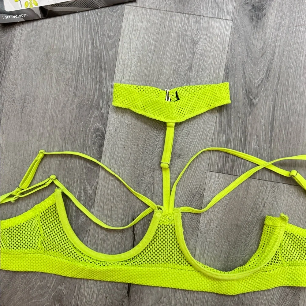 Neon Yellow Mesh Bikini Set - Picture 3 of 5